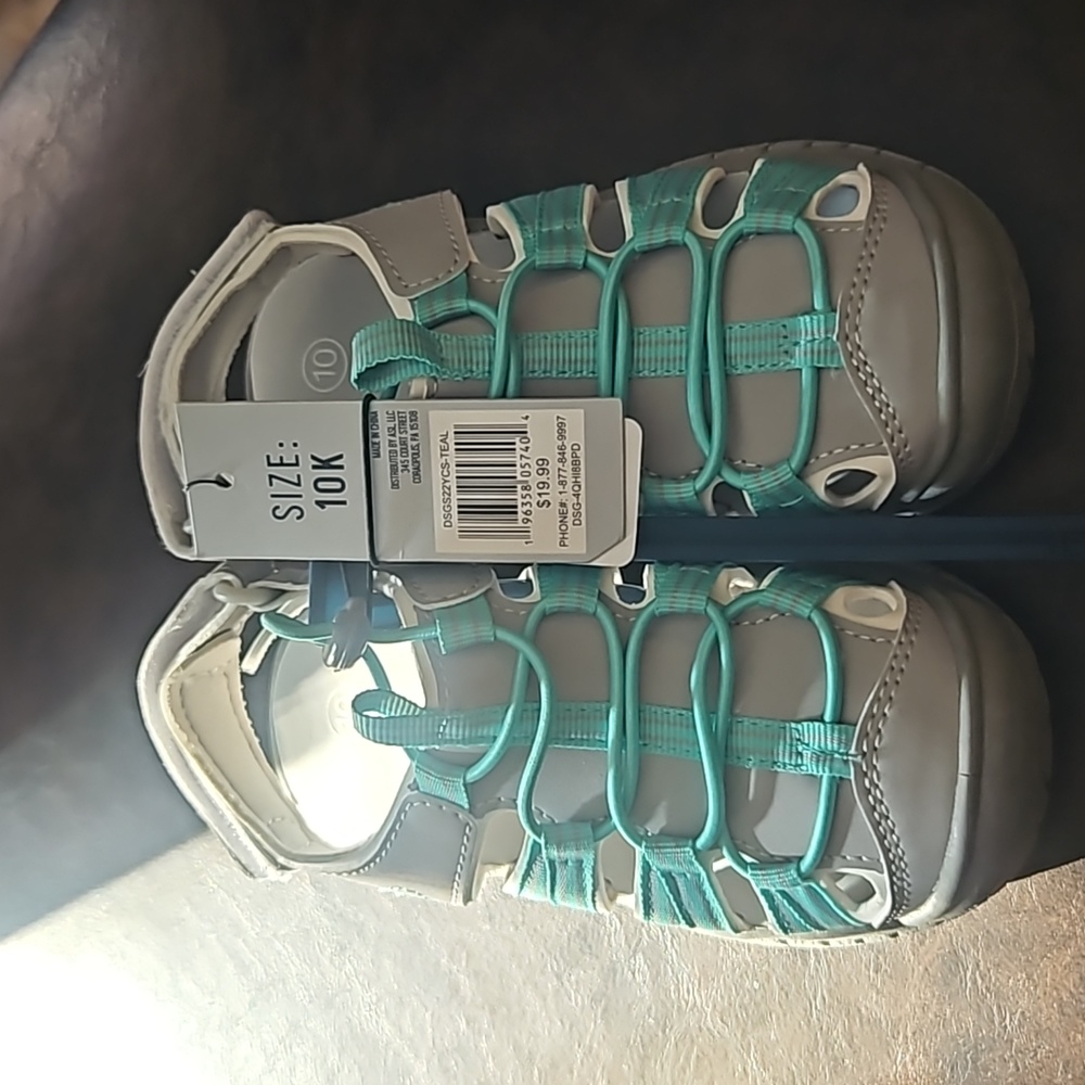 DSG Direct Youth Caged Sandals: GRAY/TEAL: NWT: SIZE 10
